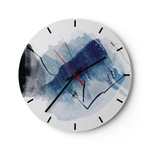 Orologio da parete - Orologio in Vetro - Una forma astratta blu che ricorda un iceberg - 30x30cm - Monte di ghiaccio - Decorazione murale moderna per soggiorno, cucina e camera da letto ARTTOR