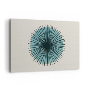 Quadro su tela - Stampe su Tela - Forma circolare astratta con raggi blu - 120x80cm - Radiosamente nel blu - Decorazione murale moderna per soggiorno e camera da letto ARTTOR