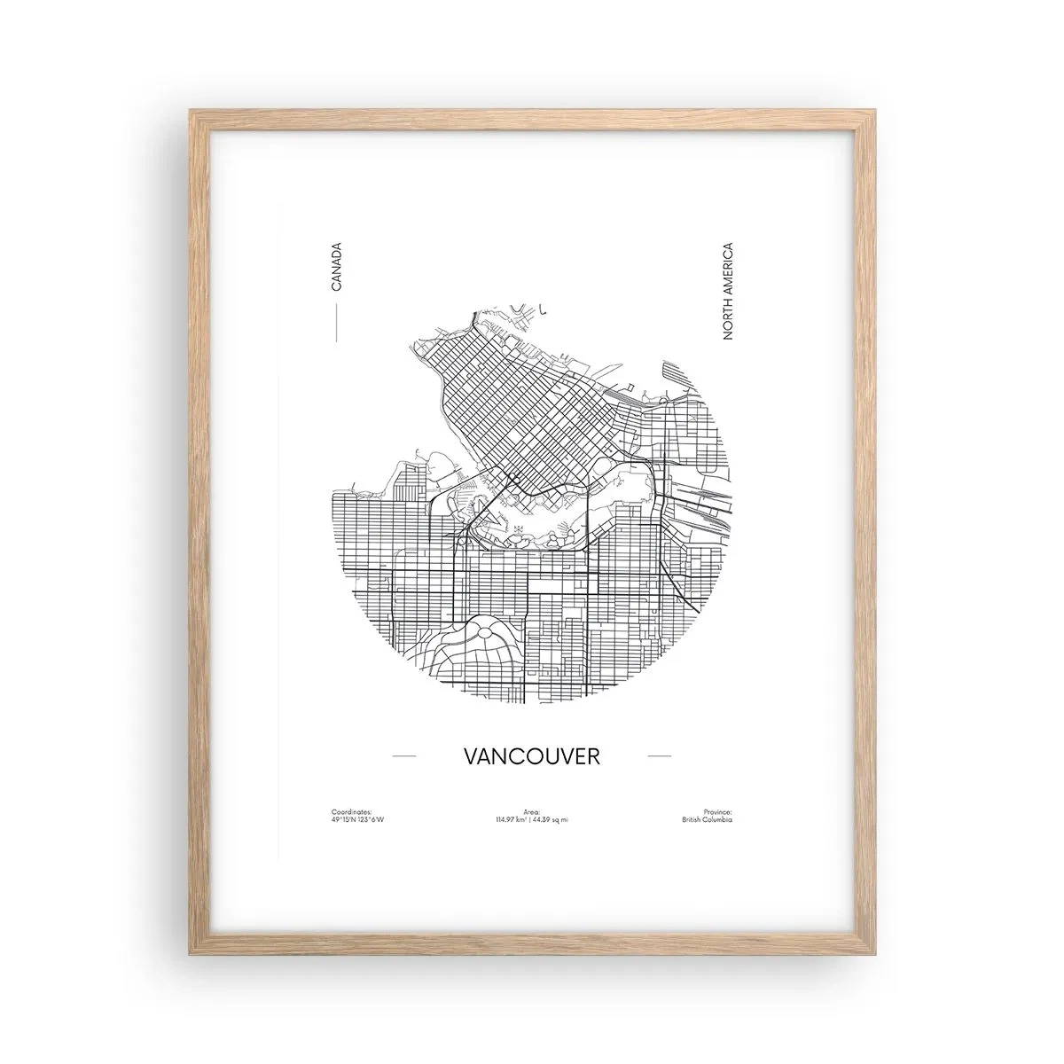 Poster in cornice rovere chiaro - Anatomia Vancouver - 40x50 cm