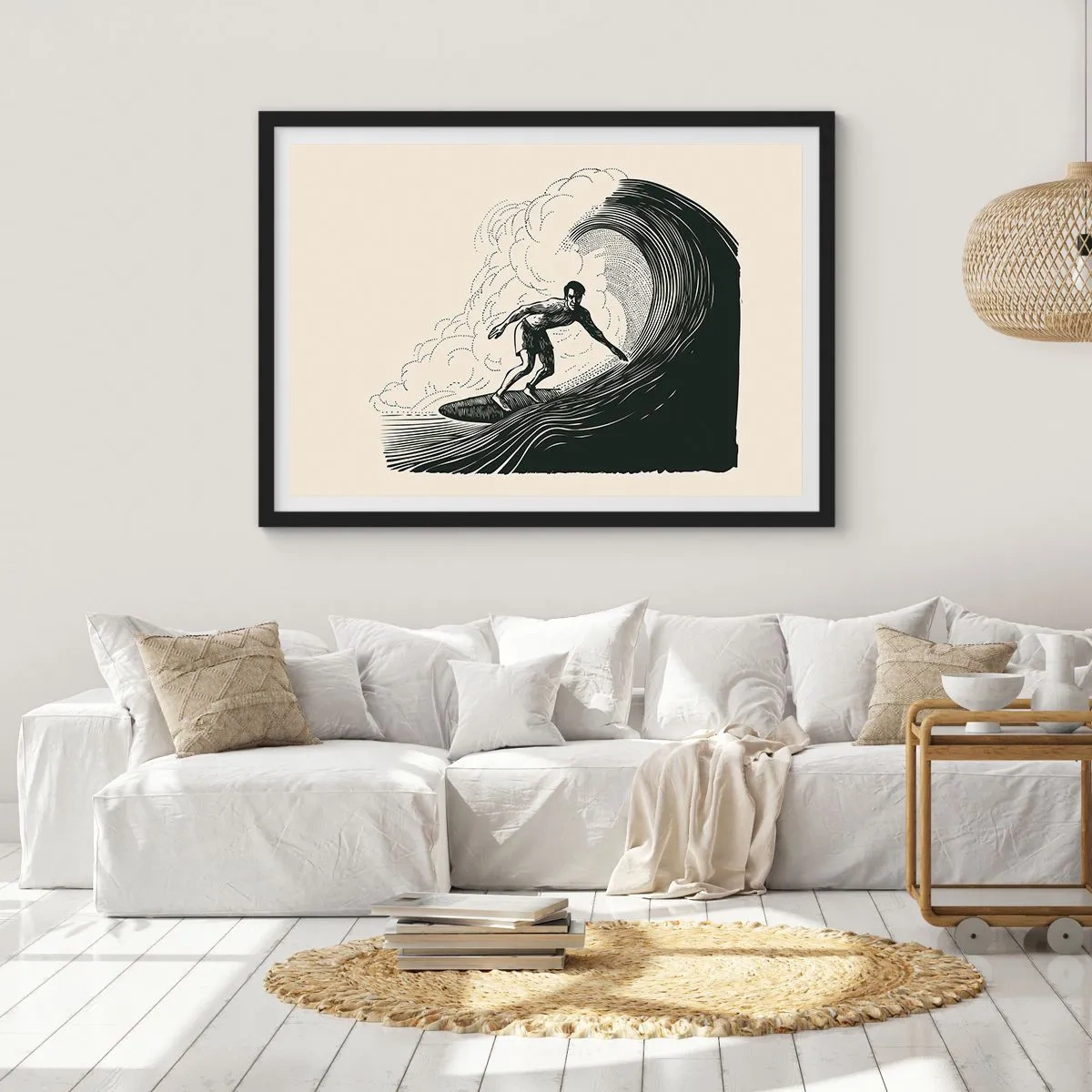 Poster in cornice nera - Il re delle onde - 40x30 cm