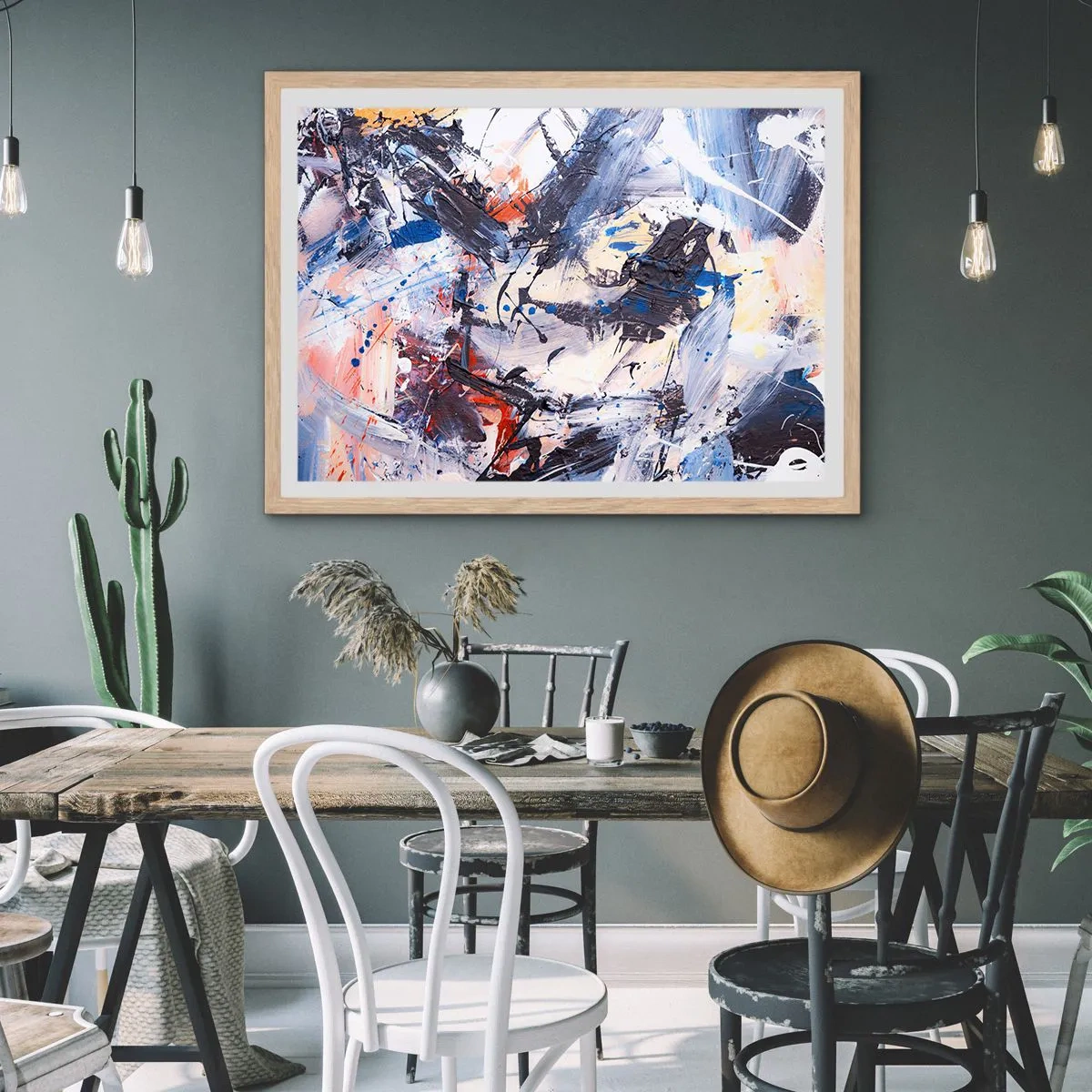 Poster in cornice rovere chiaro - La danza folle dell'astrazione - 50x40 cm