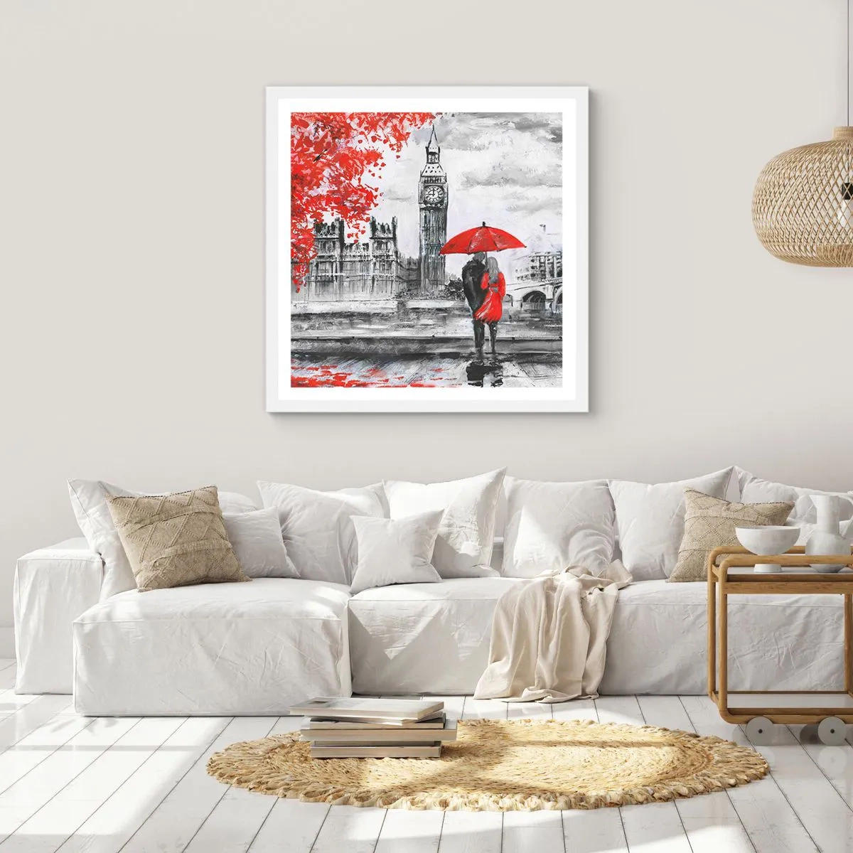 Poster in cornice bianca - Innamorati a Londra - 40x40 cm