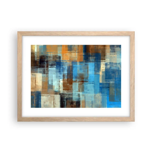 Poster in cornice rovere chiaro - Attraverso la tenda blu - 40x30 cm