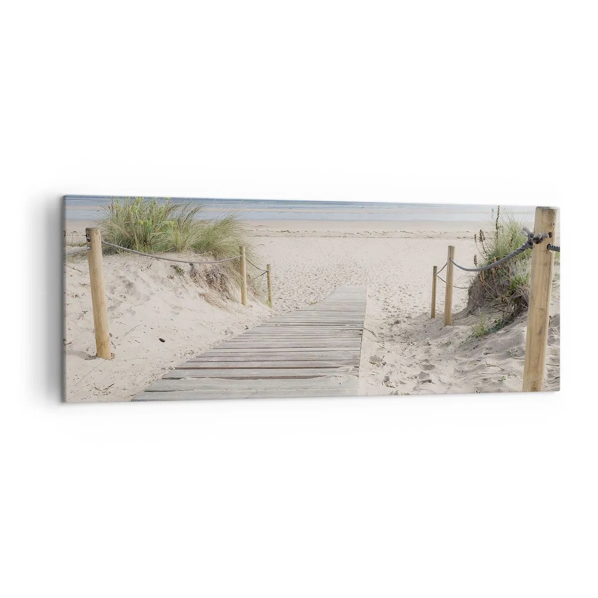 Quadro su tela - Stampe su Tela - Un sentiero di assi che conduce a una spiaggia sabbiosa - 140x50cm - Fino all'orizzonte - Decorazione murale moderna per soggiorno e camera da letto ARTTOR