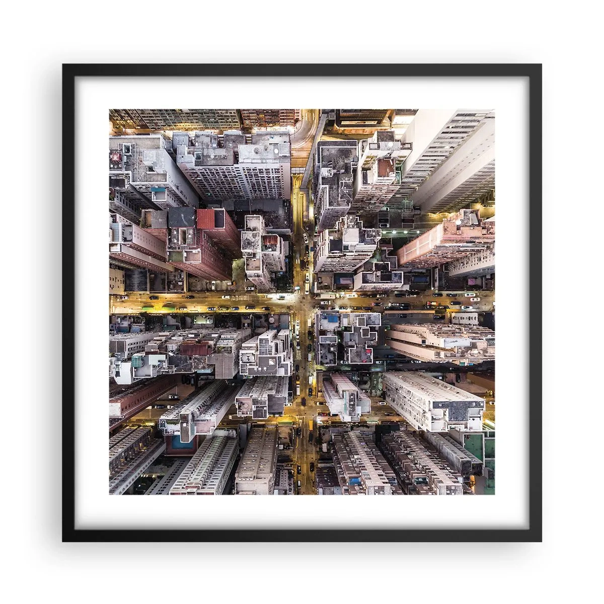 Poster in cornice nera - Saluti da Hong Kong - 50x50 cm