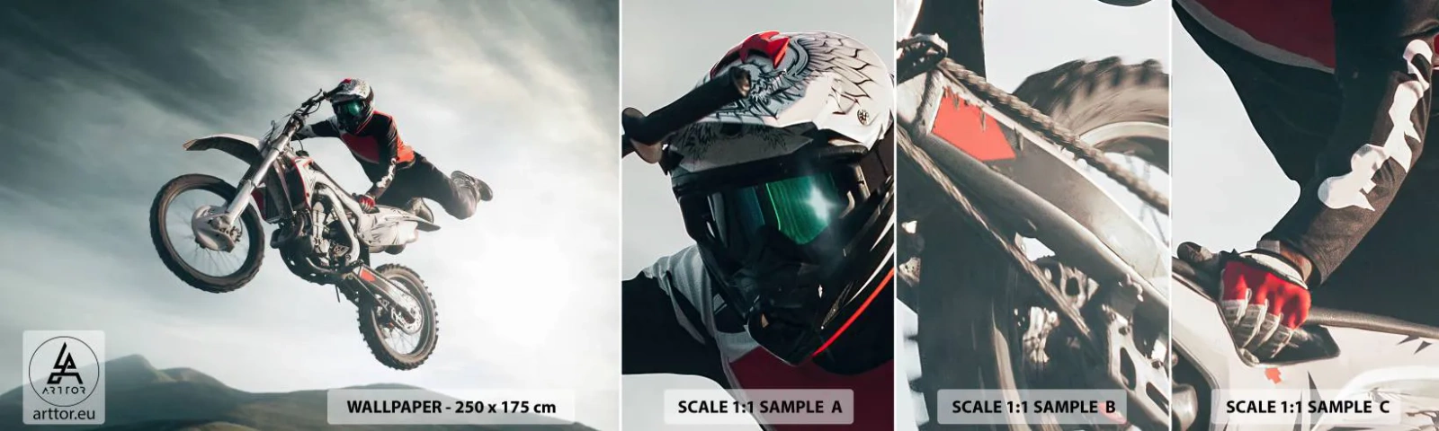 Campione Di Fotomurale Standard Eco - No risk no fun - Motocross, Moto, Motociclista - 100x30 cm