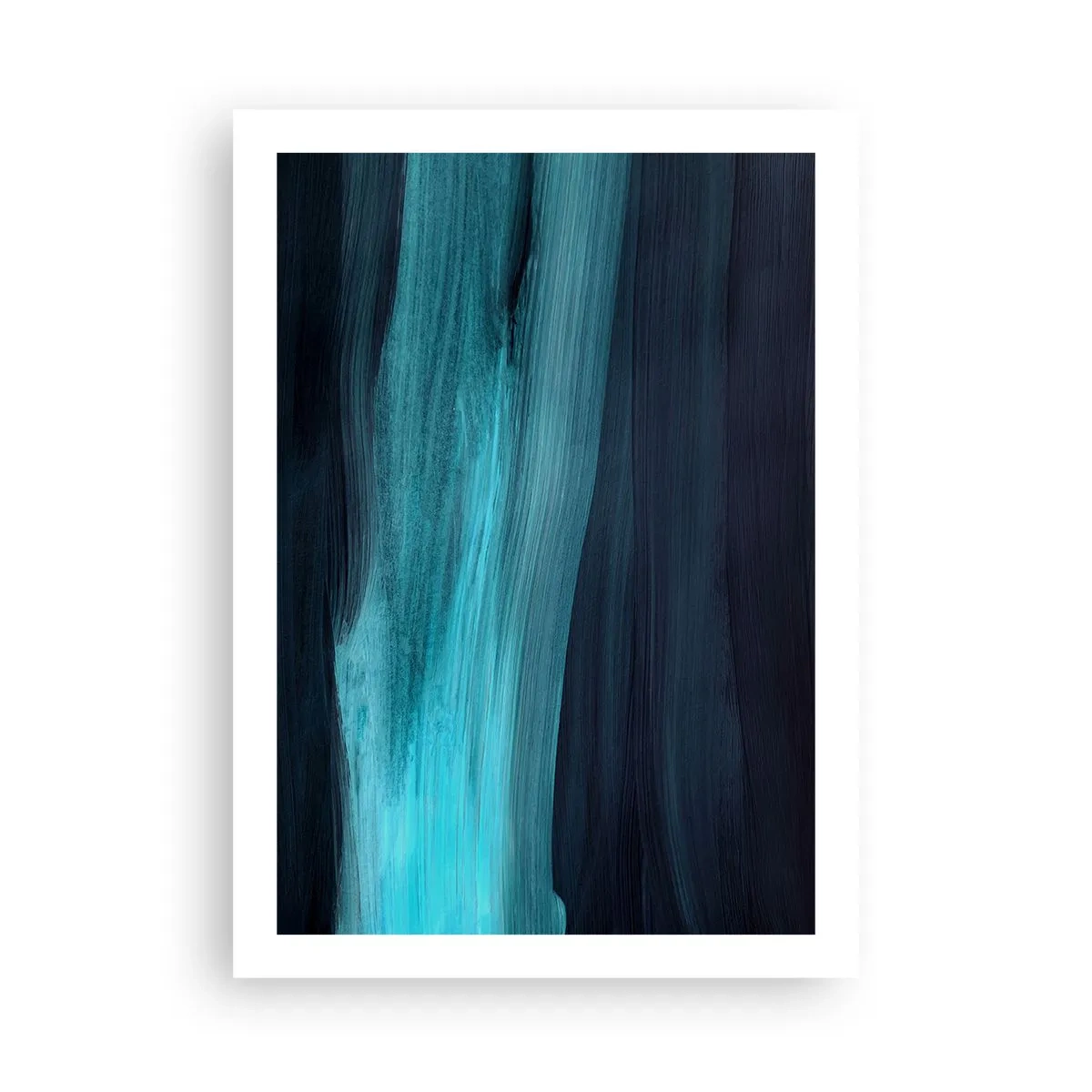 Poster - Una composizione astratta nei toni del nero e del turchese - 50x70cm - Seguendo la corrente - Decorazione murale moderna per soggiorno e camera da letto ARTTOR