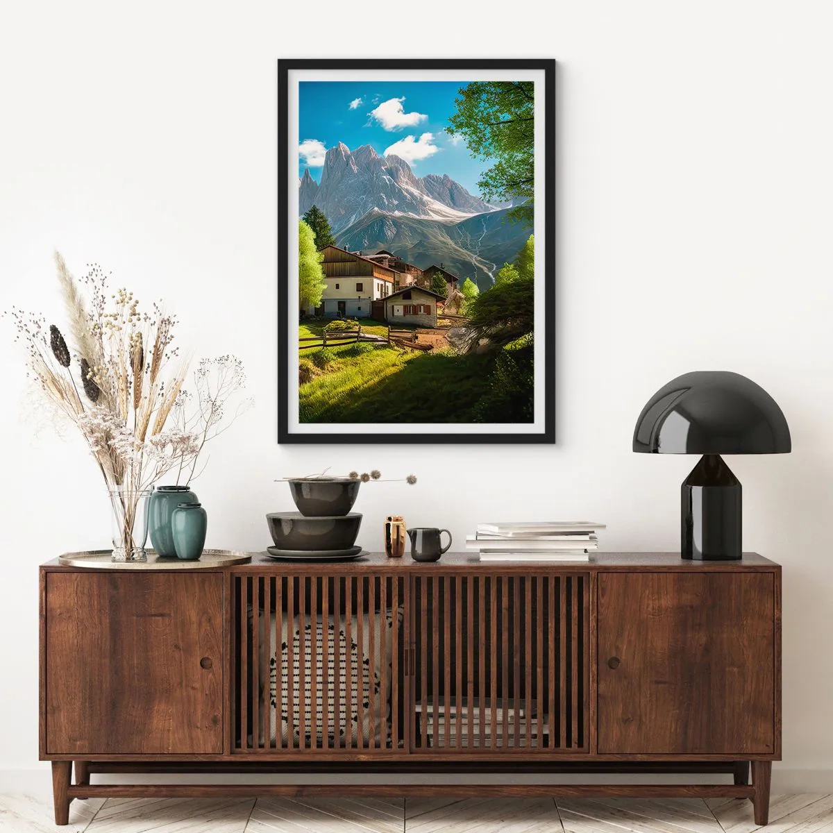 Poster in cornice nera - Idillio alpino - 30x40 cm
