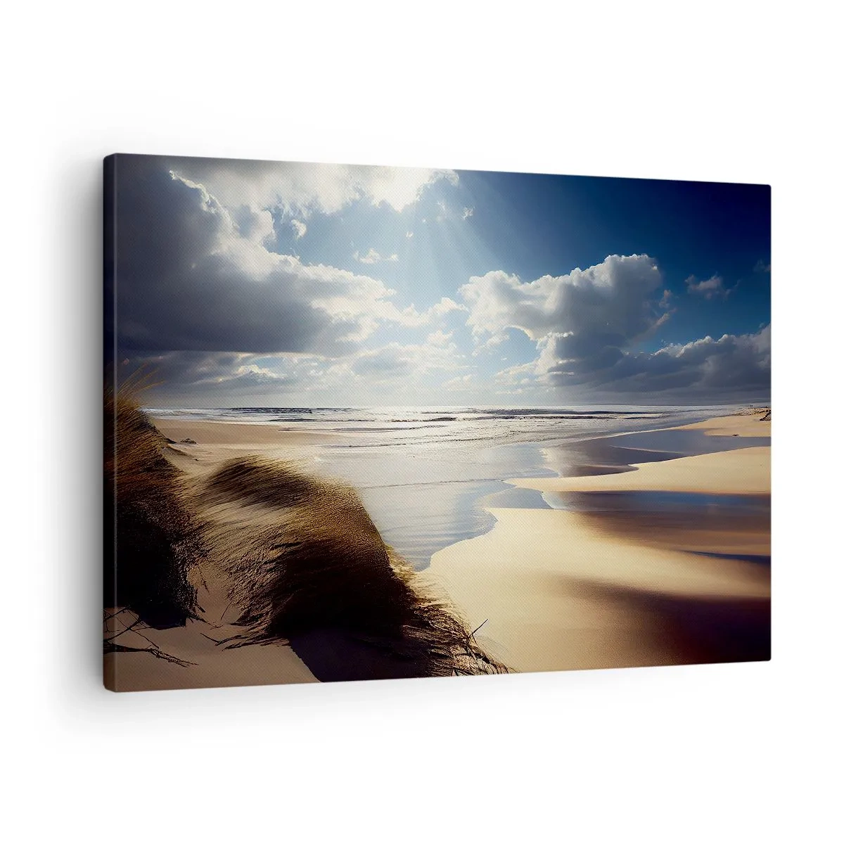 Quadro su tela - Stampe su Tela - Una spiaggia selvaggia con dune e cieli azzurri - 70x50cm - Spiaggia incontaminata - Decorazione murale moderna per soggiorno e camera da letto ARTTOR