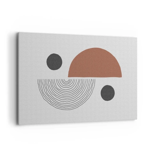 Quadro su tela - Stampe su Tela - Forme geometriche nelle tonalità del marrone e del nero - 120x80cm - La perfezione del cerchio - Decorazione murale moderna per soggiorno e camera da letto ARTTOR