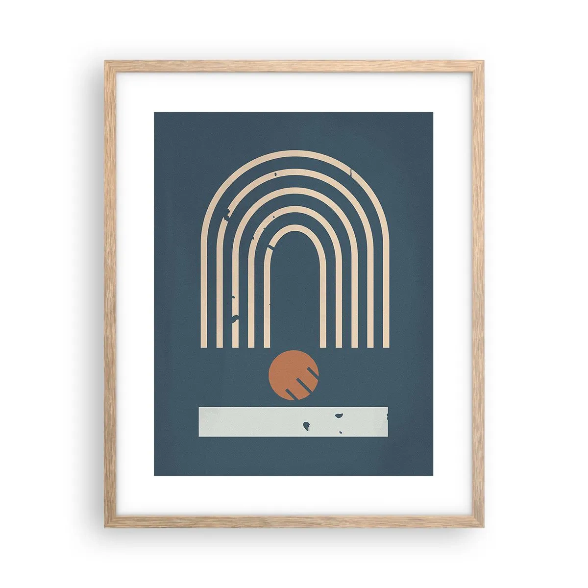 Poster in cornice rovere chiaro - Geometria in blu - 40x50 cm