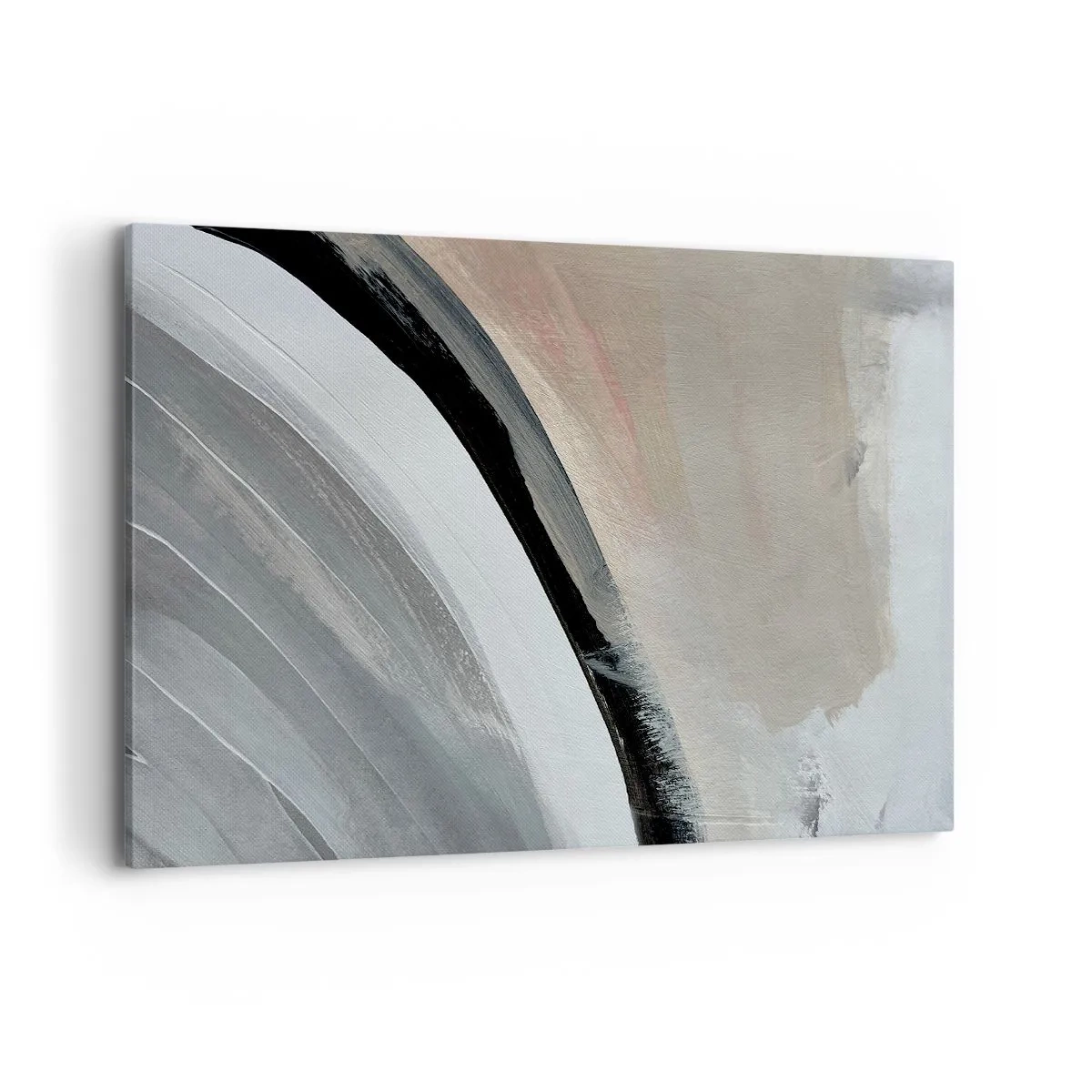 Quadro su tela - Stampe su Tela - Arco astratto nei toni del nero, grigio e beige - 120x80cm - Composizione: arco di nero e grigio - Decorazione murale moderna per soggiorno e camera da letto ARTTOR