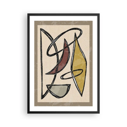 Poster in cornice nera - Astrazione geometrica nei toni del beige e del marrone - 50x70cm - Verticali e orizzontali - Decorazione murale moderna per soggiorno e camera da letto ARTTOR