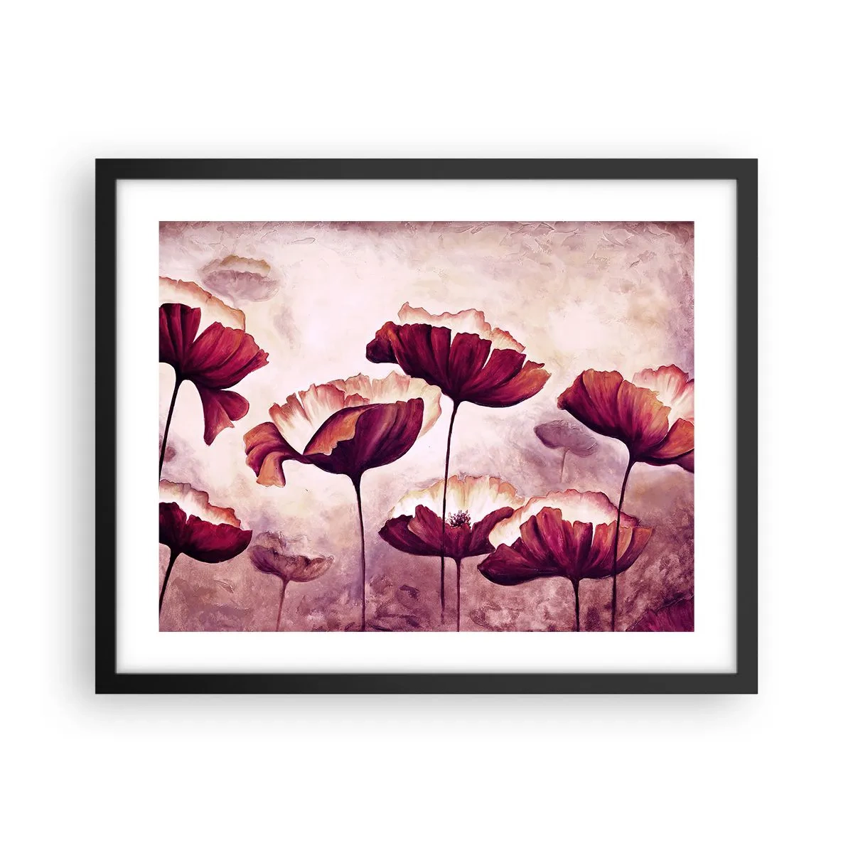 Poster in cornice nera - Petalo rosso e bianco - 50x40 cm