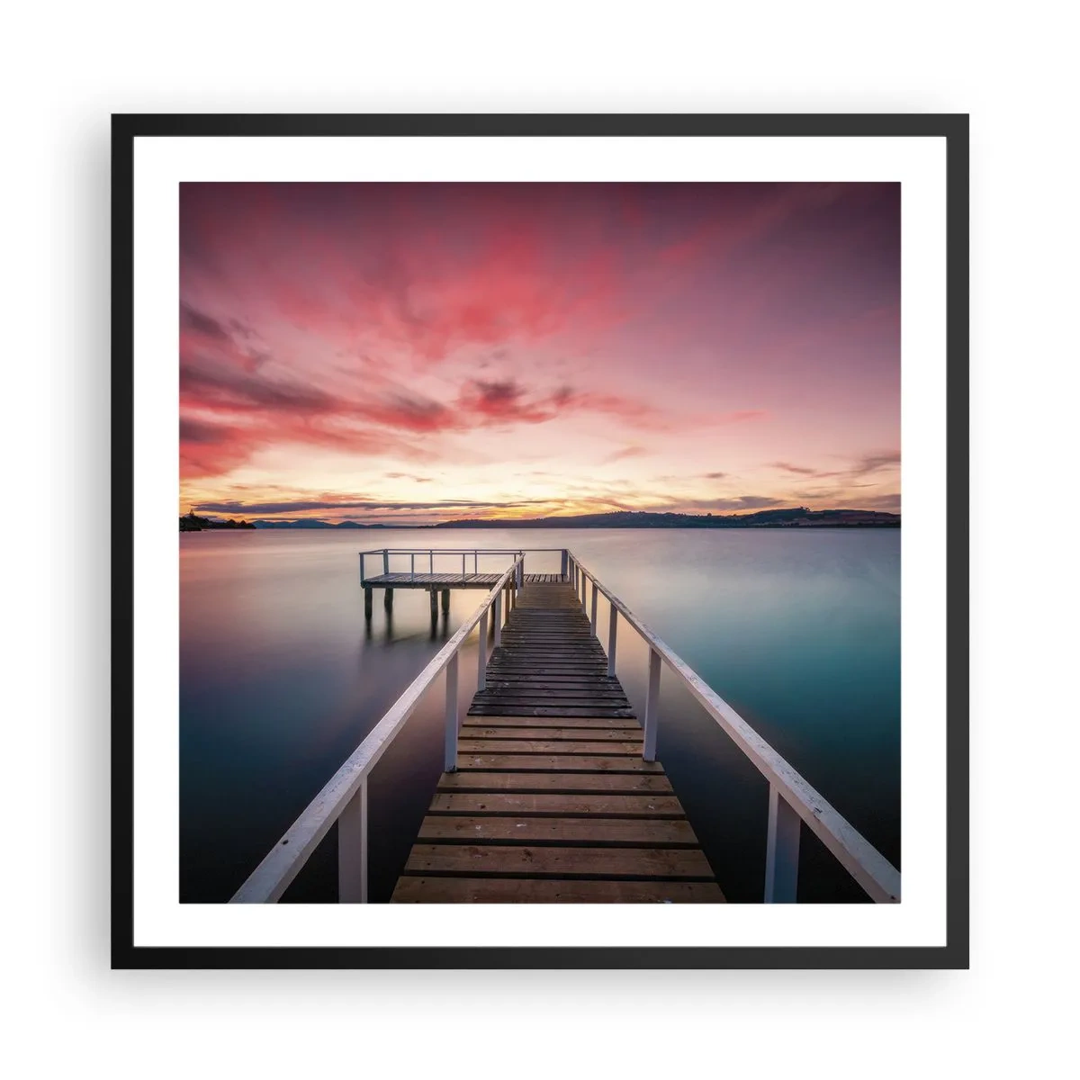 Poster in cornice nera - La fiamma mite della sera - 60x60 cm