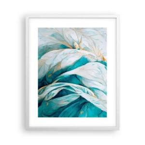 Poster in cornice bianca - Astrazione blu con motivi d'oro - 40x50 cm
