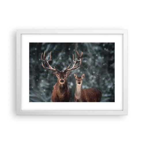 Poster in cornice bianca - Il re della foresta con la consorte - 40x30 cm