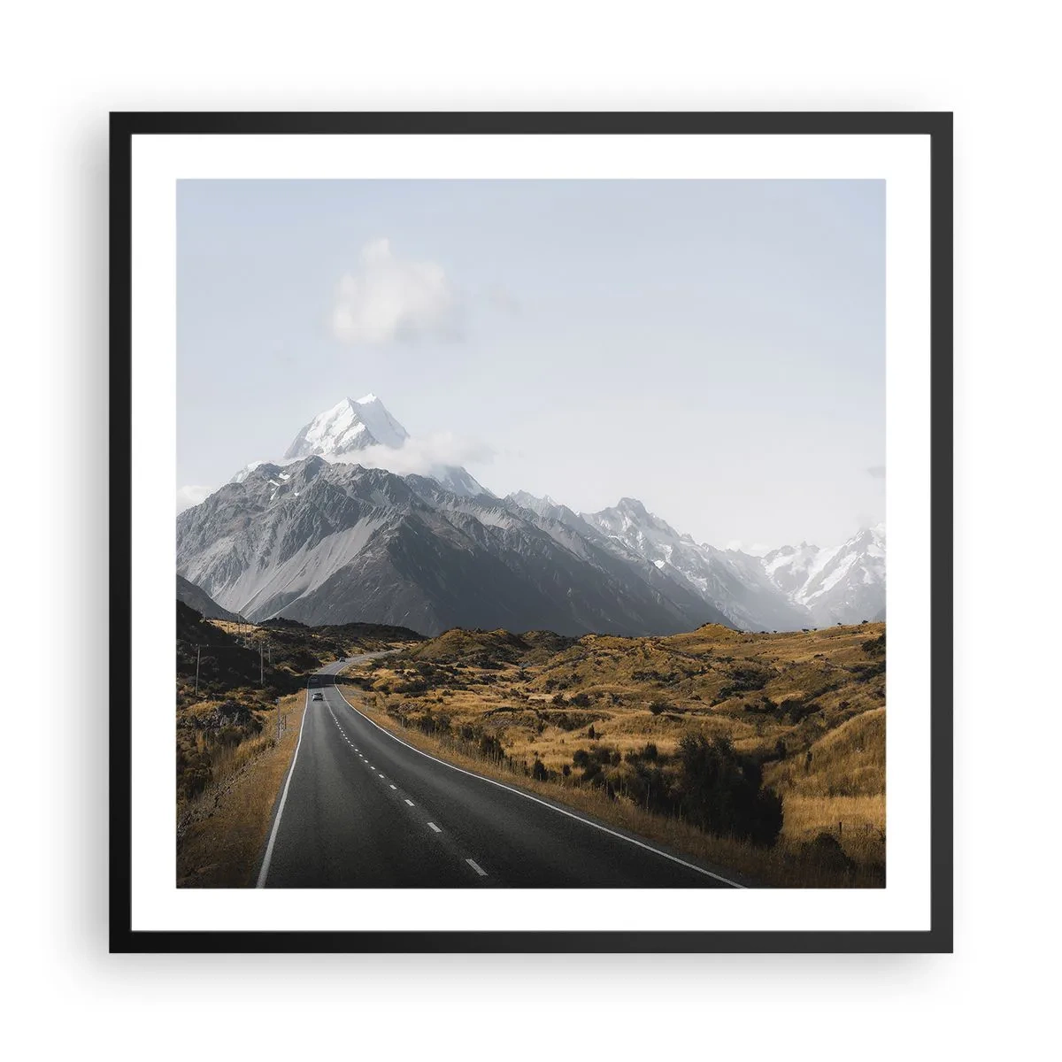 Poster in cornice nera - Via verso il cuore dei monti - 60x60 cm