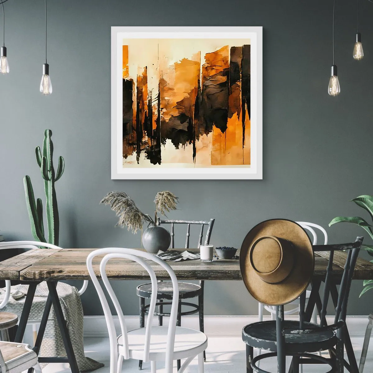 Poster in cornice bianca - Armonia di nero e oro - 30x30 cm