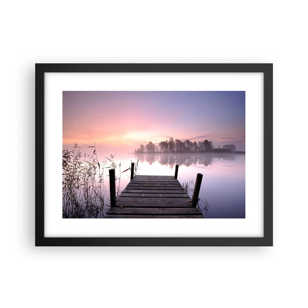 Poster in cornice nera - Nebbia color lilla - 40x30 cm