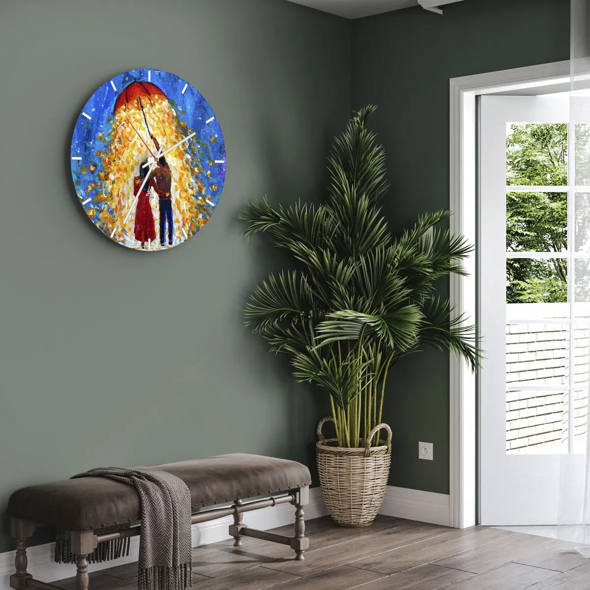 Orologio da parete - Orologio in Vetro - La magia di una sera piovosa? - 40x40 cm