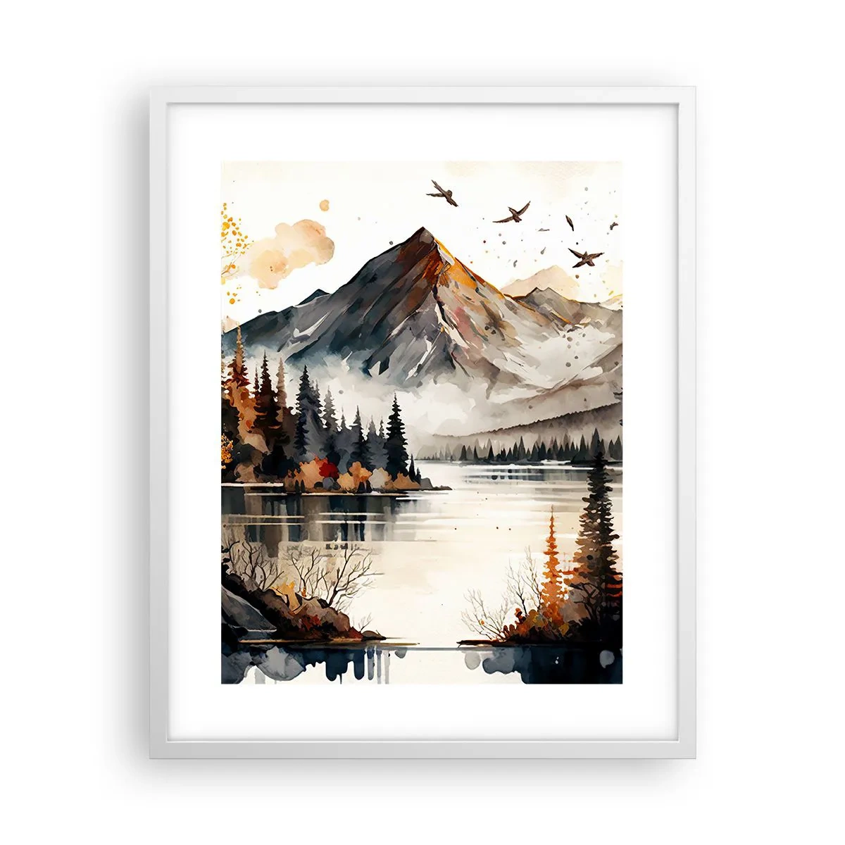 Poster in cornice bianca - L'autunno dorato sui monti - 40x50 cm