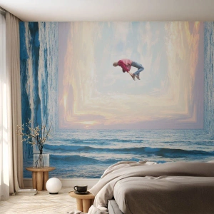 Fotomurali Premium Canvas - Salto surreale sul mare nella cornice - 100x70cm - In un'altra dimensione - Decorazione murale moderna per soggiorno e camera da letto ARTTOR
