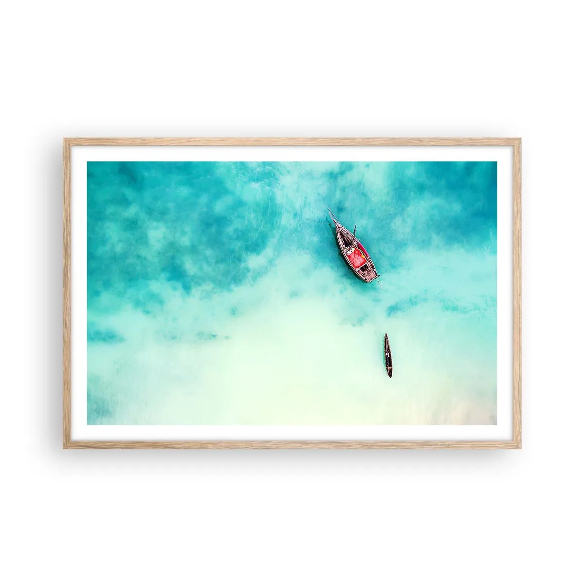 Poster in cornice rovere chiaro - Nelle spiagge di Zanzibar, quando c'è troppa acqua... - 91x61 cm