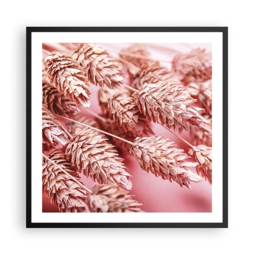 Poster in cornice nera - Cascata di fiori in rosa - 60x60 cm