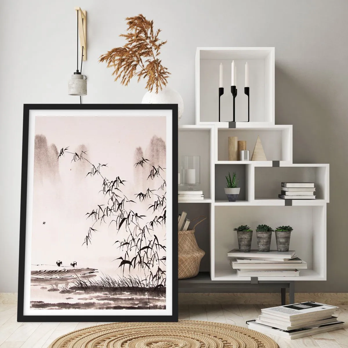 Poster in cornice nera - Il silenzio dei campi di riso - 61x91 cm