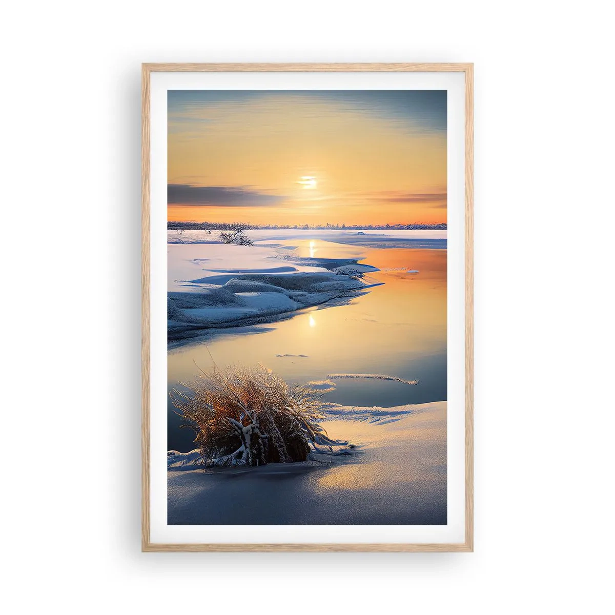 Poster in cornice rovere chiaro - Tramonto invernale - 61x91 cm