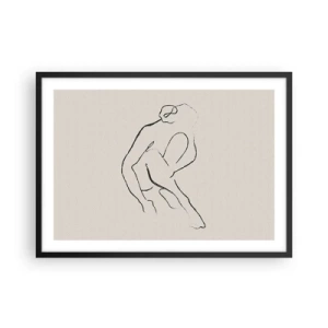 Poster in cornice nera - Una silhouette minimalista in nero su uno sfondo chiaro - 70x50cm - Schizzo intimo - Decorazione murale moderna per soggiorno e camera da letto ARTTOR