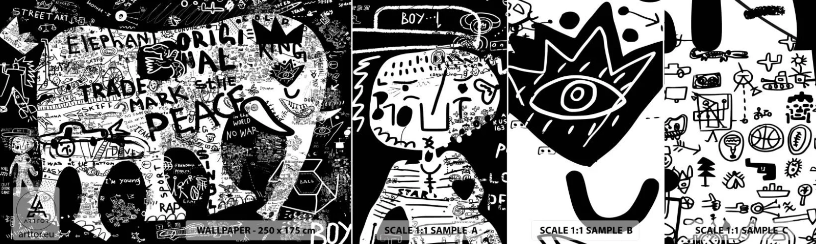 Campione Di Fotomurale Standard Eco - Il ricco mondo della strada - Graffiti, Pezzo, Grafica - 100x30 cm