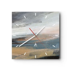 Orologio da parete - Orologio in Vetro - Paesaggio astratto in tenui tonalità di blu e beige - 30x30cm - Astrazione: paesaggio del nord - Decorazione murale moderna per soggiorno e camera da letto ARTTOR