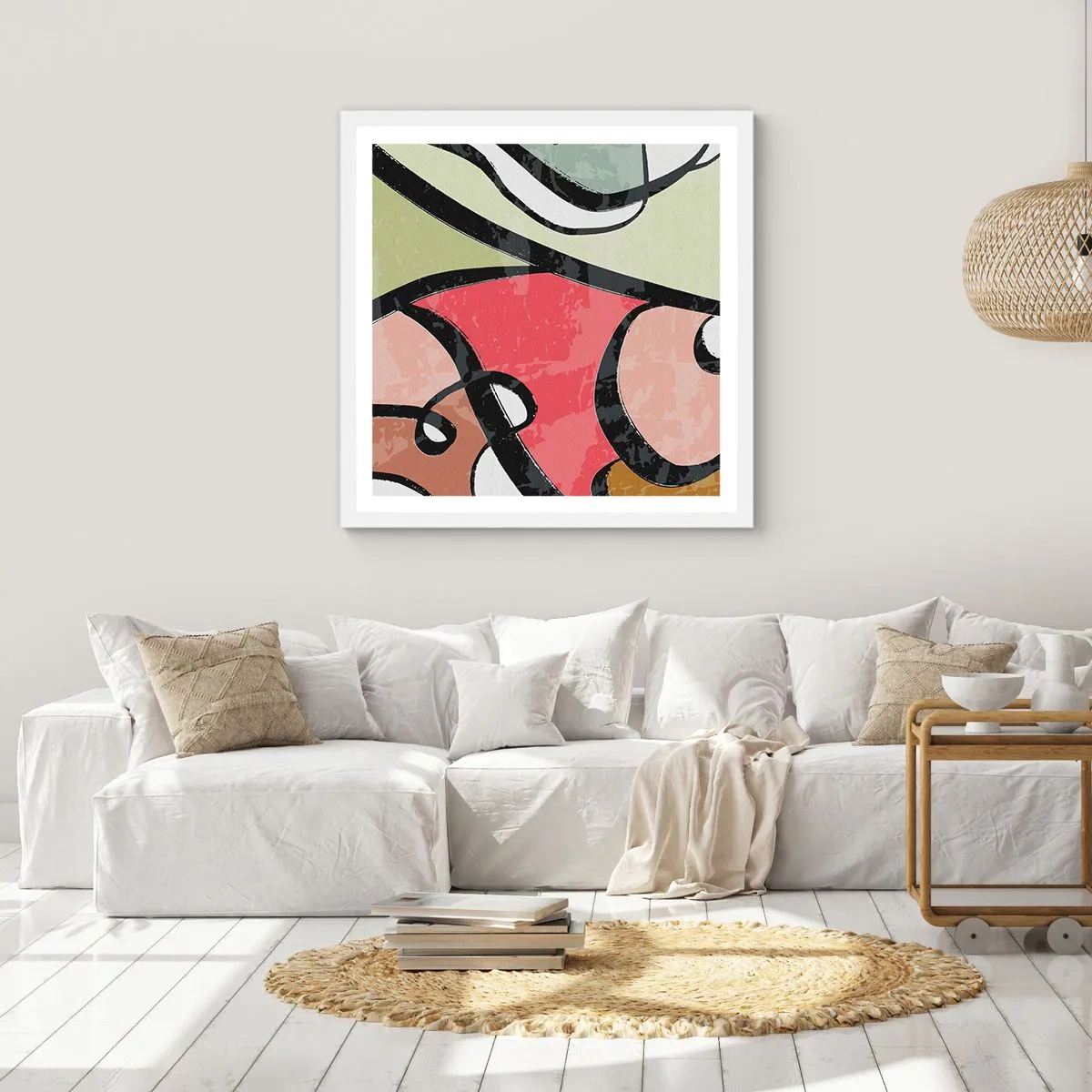 Poster in cornice bianca - Piroette tra i colori - 50x50 cm