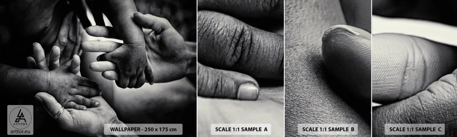 Campione di Fotomurale Adesivo Deluxe Sticker - Umanità - Mani, Persone, Amore - 100x30 cm