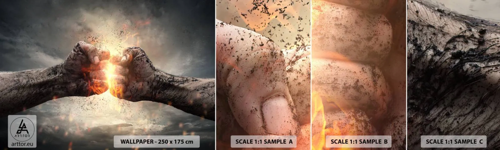 Campione Di Fotomurale Standard Eco - Pronto alla battaglia - Astrazione, Mano serrata, Forza - 100x30 cm