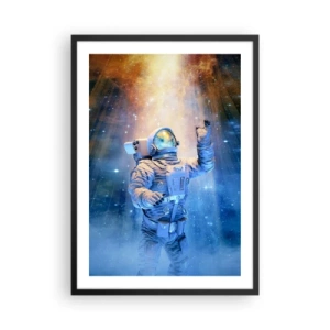 Poster in cornice nera - Astronauta alla luce delle stelle e delle galassie nello spazio - 50x70cm - Finalmente alla meta - Decorazione murale moderna per soggiorno e camera da letto ARTTOR