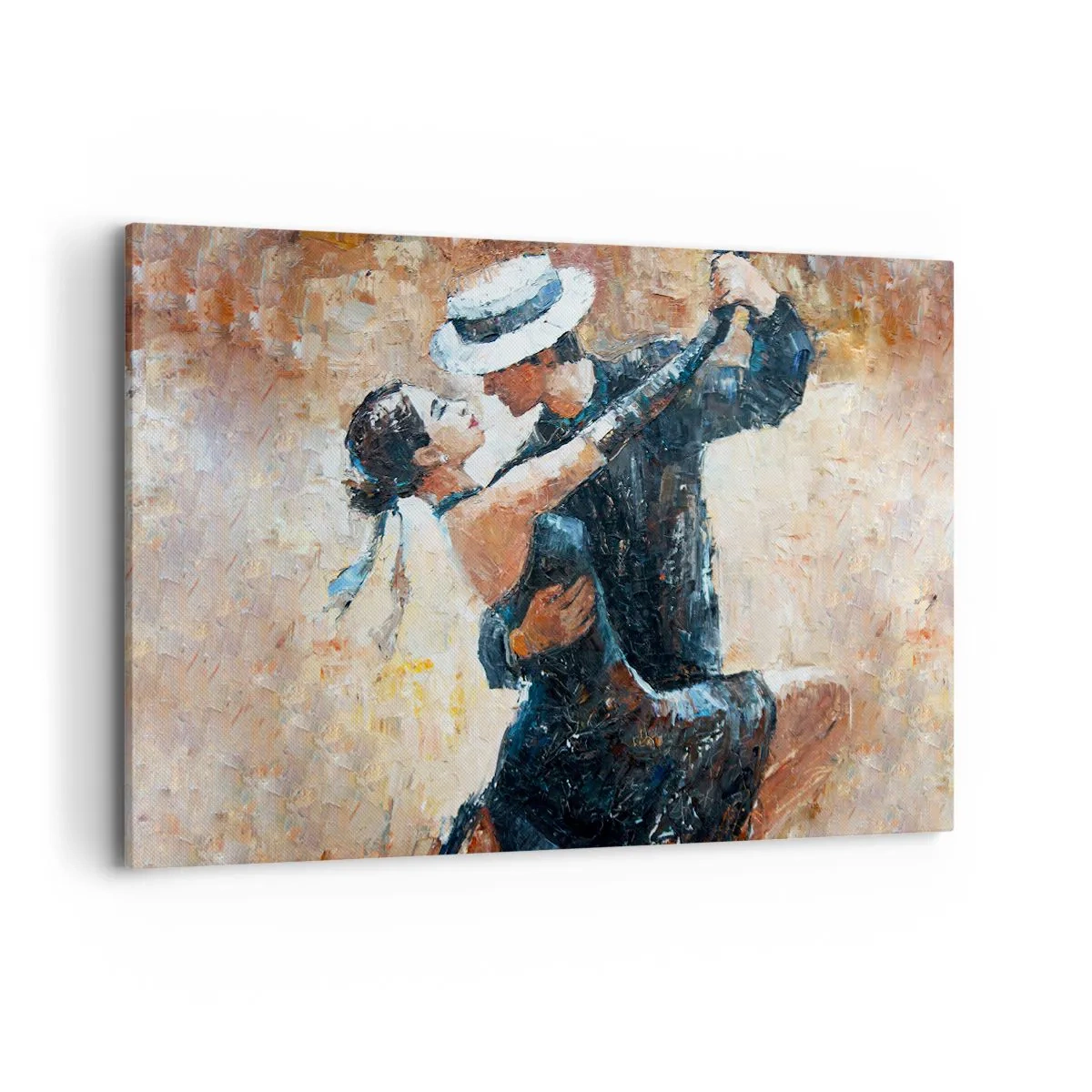 Quadro su tela - Stampe su Tela - Una coppia che balla il tango in uno stile romantico ed elegante - 120x80cm - Alla Rodolfo Valentino - Decorazione murale moderna per soggiorno e camera da letto ARTTOR