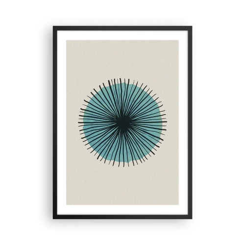 Poster in cornice nera - Motivo geometrico a forma di cerchio radiale - 50x70cm - Radiosamente nel blu - Decorazione murale moderna per soggiorno e camera da letto ARTTOR