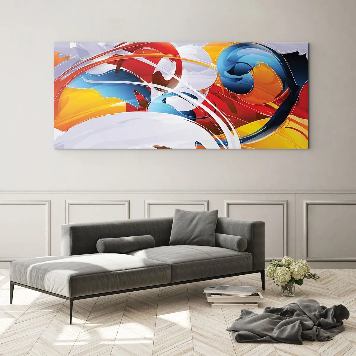 Quadro su vetro - La danza degli elementi - 90x30 cm