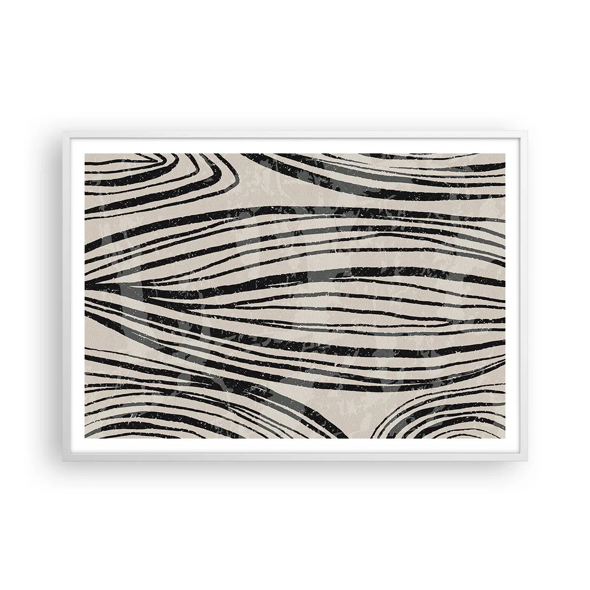 Poster in cornice bianca - Una palude di linee - 100x70 cm