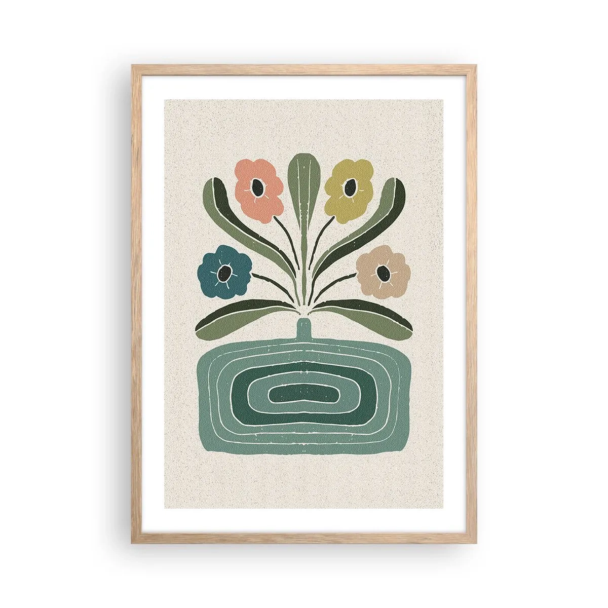 Poster in cornice rovere chiaro - Bouquet simmetrico - 50x70 cm