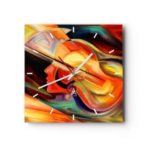 Orologio da parete - Orologio in Vetro - Astrazione colorata ispirata alla musica e alla chitarra - 30x30cm - L'armonia dei suoni - Decorazione murale moderna per soggiorno e camera da letto ARTTOR