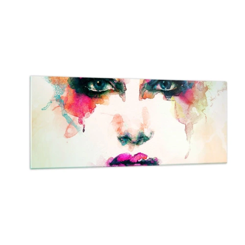 Quadro su vetro - Un ritratto dipinto dall'arcobaleno - 100x40 cm