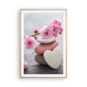 Poster in cornice rovere chiaro - Serenità con fiori di ciliegio - 61x91 cm