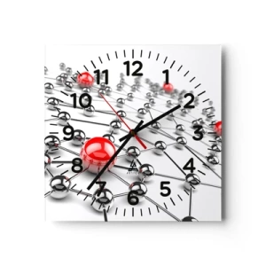 Orologio da parete - Orologio in Vetro - Rete argentea - 40x40 cm