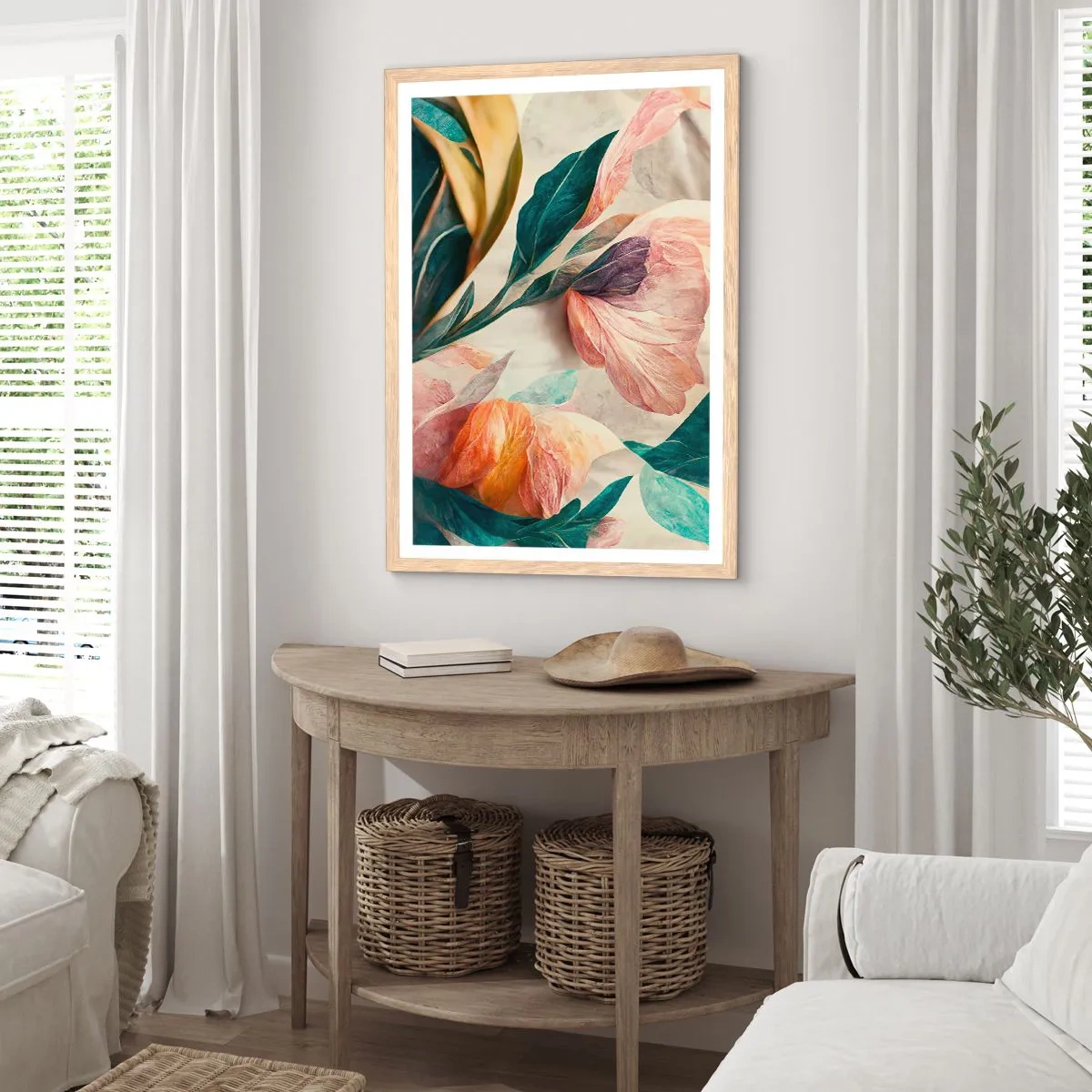 Poster in cornice rovere chiaro - I fiori delle isole del sud - 70x100 cm