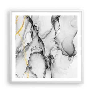 Poster in cornice bianca - Composizione con motivo d'oro - 60x60 cm