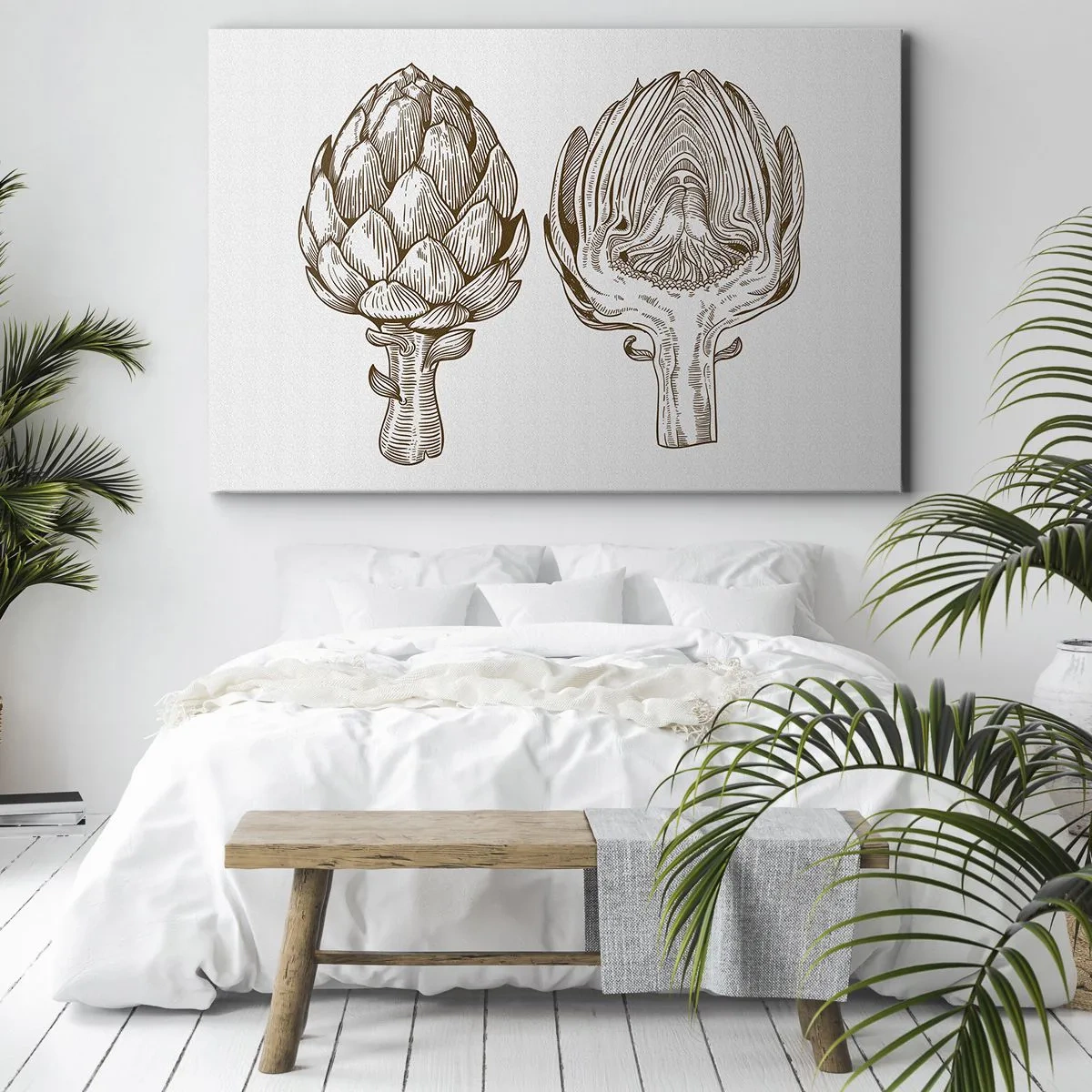 Quadro su tela - Stampe su Tela - Disegno d'arte d'epoca di un carciofo - 100x70cm - Lezione di anatomia - Decorazione murale moderna per soggiorno e camera da letto ARTTOR